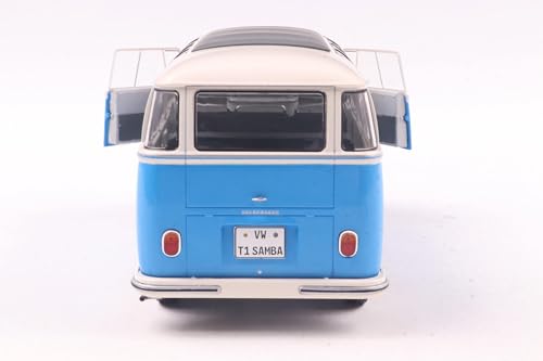 SOLIDO 1/18 Scale Volkswagen T1 Samba Bus 1962 (Blue/White) Finished Product S1813401