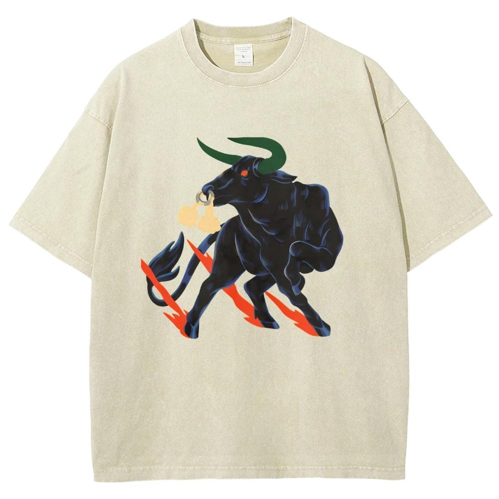 Cool Bull T Shirts Unisex Washed Tees Men Women Oversized Short Sleeve T-shirts Cotton Harajuku Graphic T Shirts