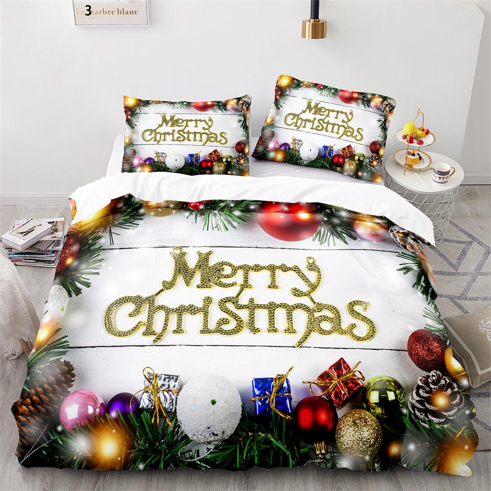 Christmas Duvet Cover Set King Queen Full Size Snowflake Gold Deer Pattern Holiday Bedding Set Polyester Comforter Cover for Kid