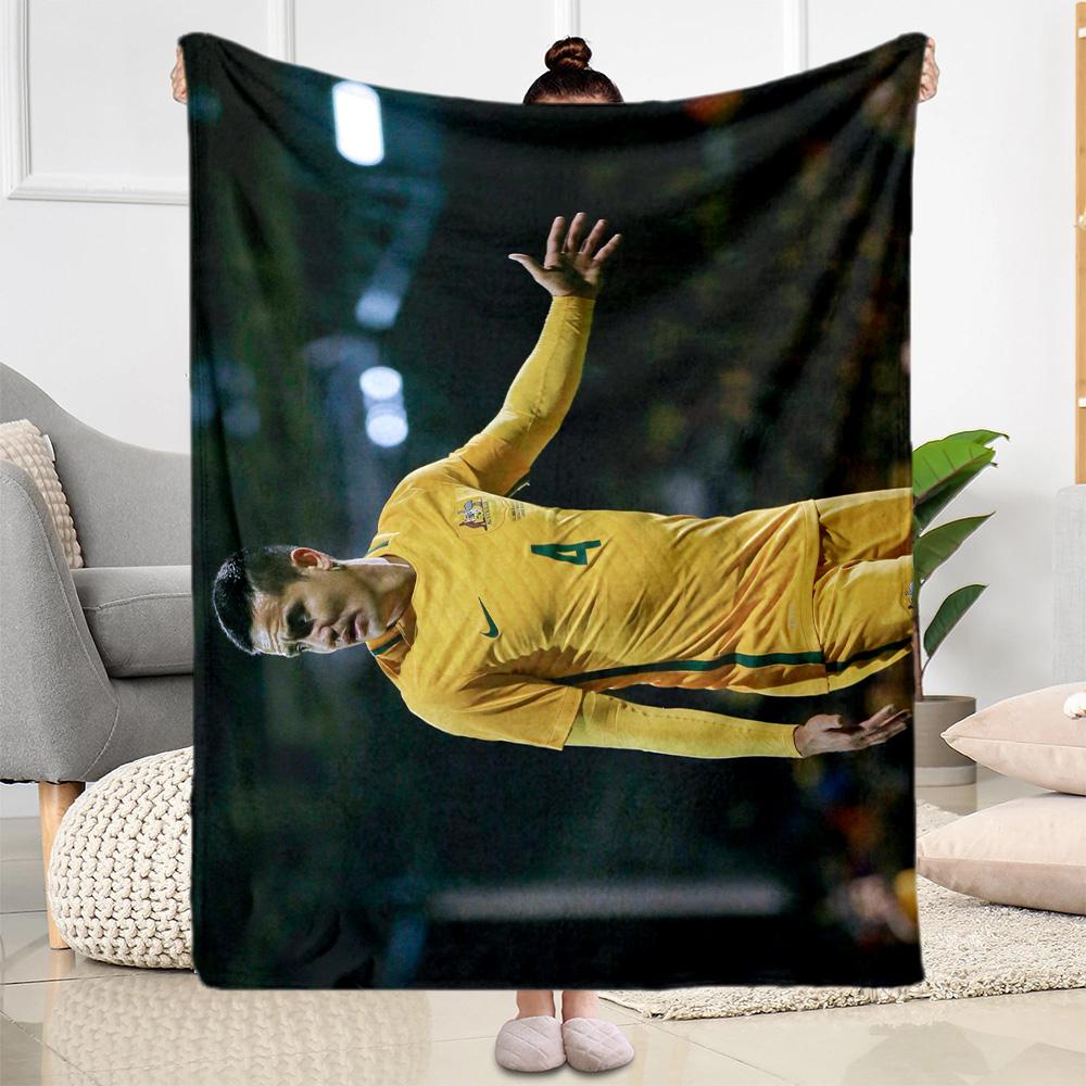 Soccer Player Victory. Blanket Warmthful Decor Great for Picnics Couch Bedding for All Occasions Digital Print Perfect Gift for Relatives and Friends