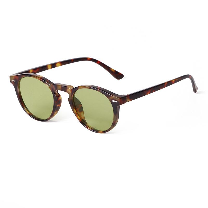 Classic Vintage Tortoiseshell Small Round Sunglasses for Men Women Brand Design Classic Green Sun Eyeglasses Lentes De Sol Mujer Gafas