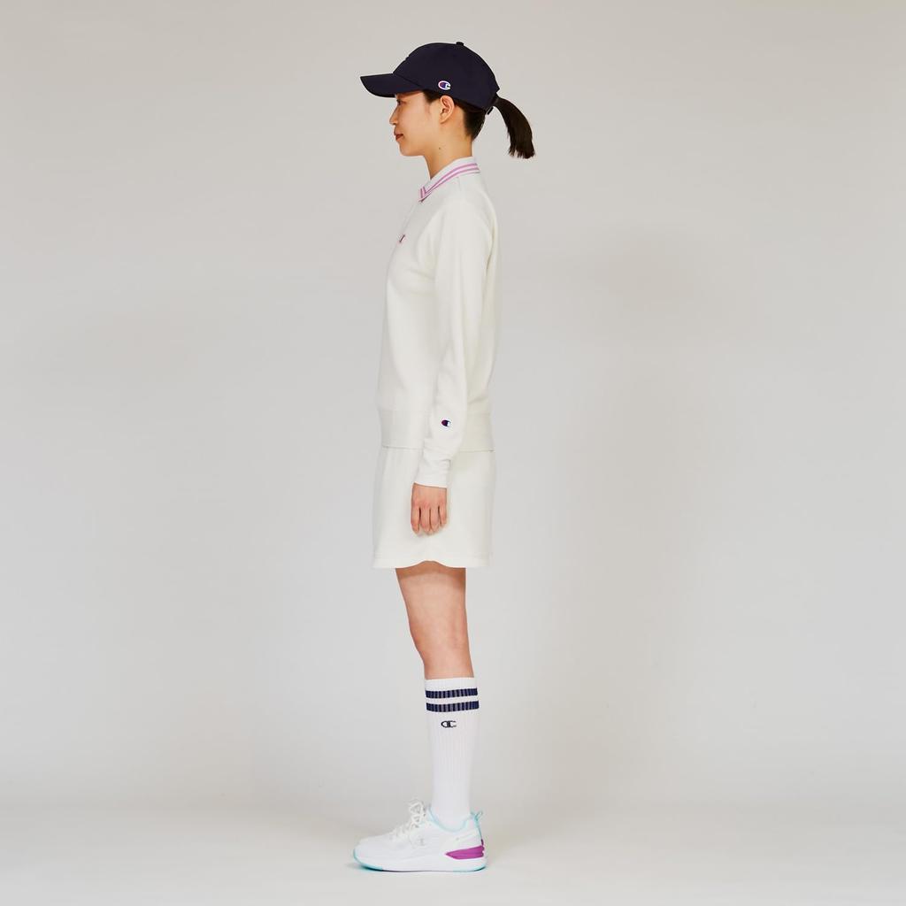 Champion Golf Long Sleeve Polo UV with Logo Women's Shirt, CW-AG407, Off-White, Protection, Quick-Drying, Warm, One-Point
