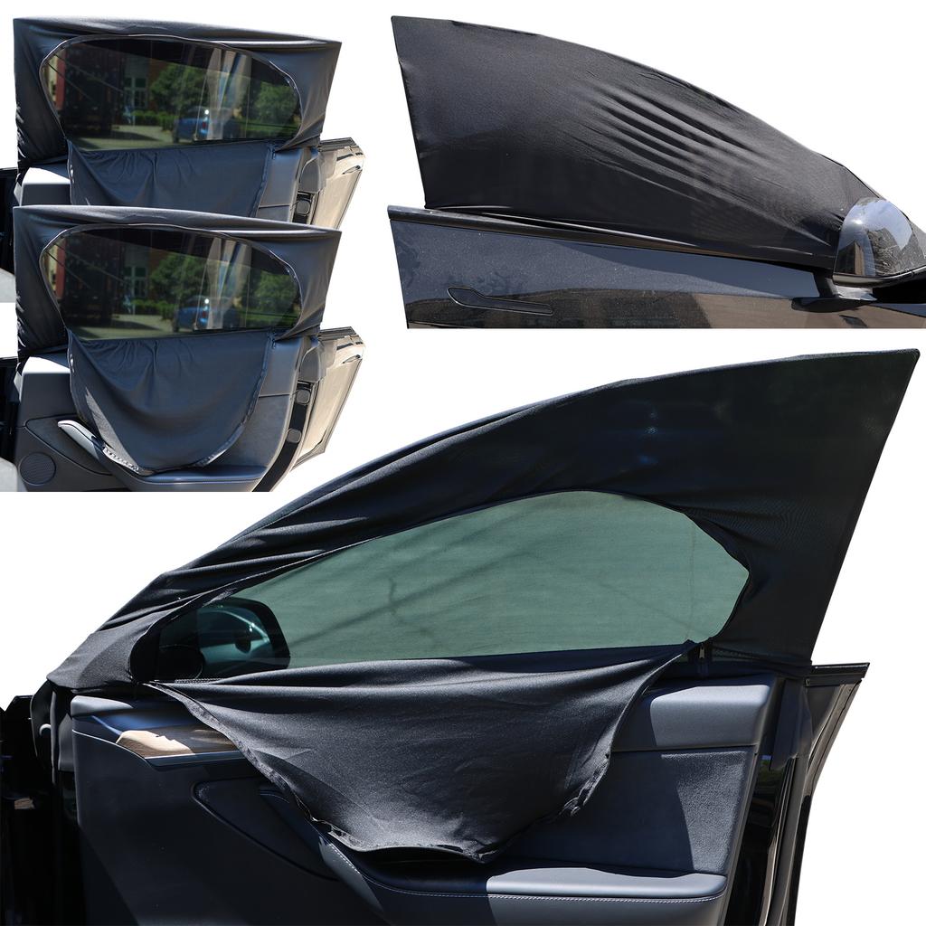 2/4Pcs Car Window Sunshade Side Window Sunshine Cover UV Privacy Protection Zipper Elastic Mesh Window Screen Mosquito Covers