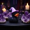 Decorative Duck Sculptures Halloween Witch Black Figurine, 3D Printed Hat Desk Handcrafted Plastic Ornaments Decor, Spooky Tabletop Ornament