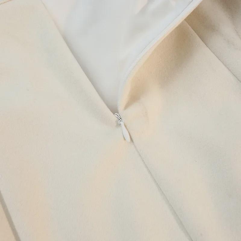 Damen-Wollrock mit Fischschwanzmuster – hohe Taille, schmale Passform, mittellang für Frühling, Herbst und Winter 2025.