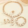 Exquisite Imitation Pearl Necklace Earrings Set Women's Bridal Banquet Jewelry Set