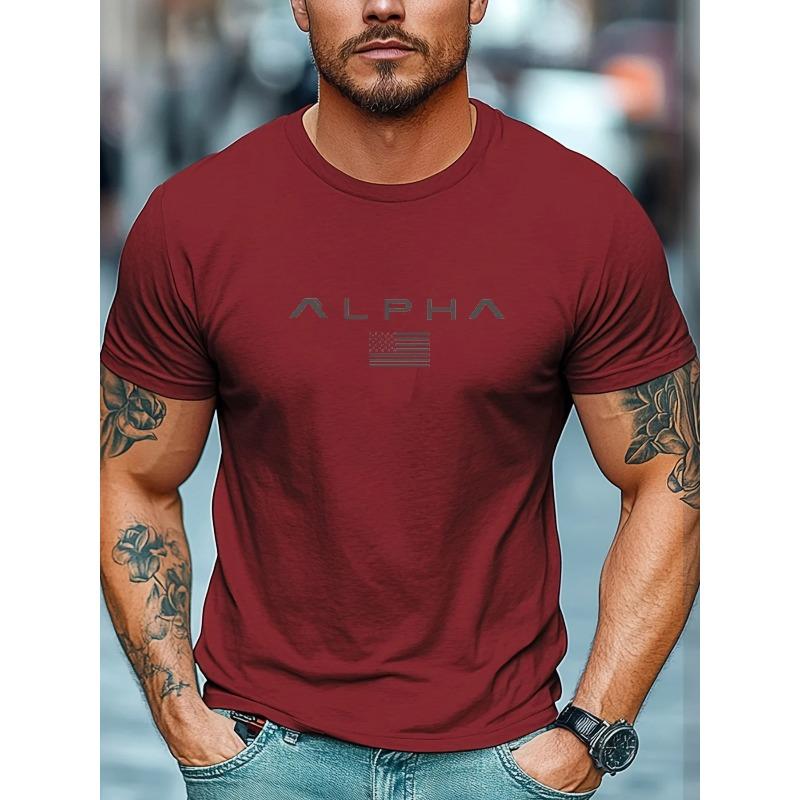 Lässiges lockeres Oberteil Mode Druck Kurzarm Reine Baumwolle T-Shirts Herren