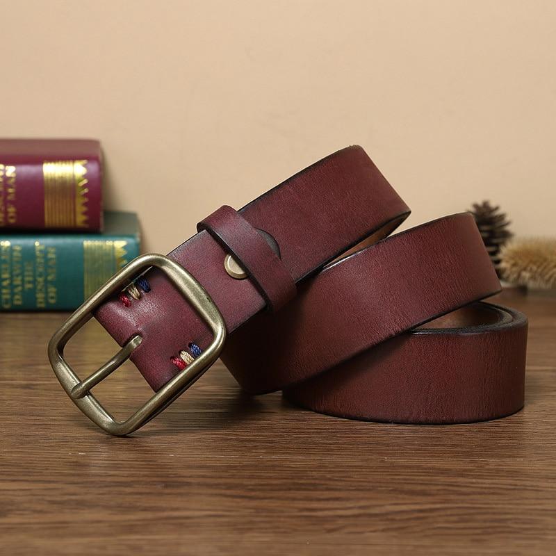 Men Belts Luxury Brand Cowskin Genuine Leather Belts for Men Top Full Grain Leather Strap High Quality Strap Vintage LD047