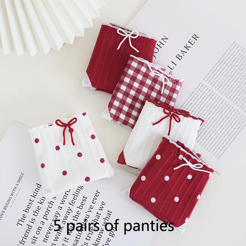 

5A Full Pants Antibacterial Panties Big Red Lolita Women s Panties Antibacterial Crotch Natal Red Student Triangle Pants XL