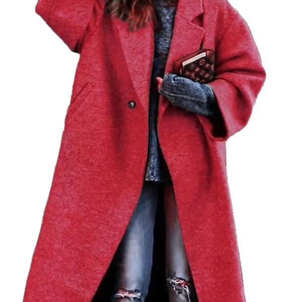 2025 Autumn/Winter Women's Solid Color Casual Wool Coat