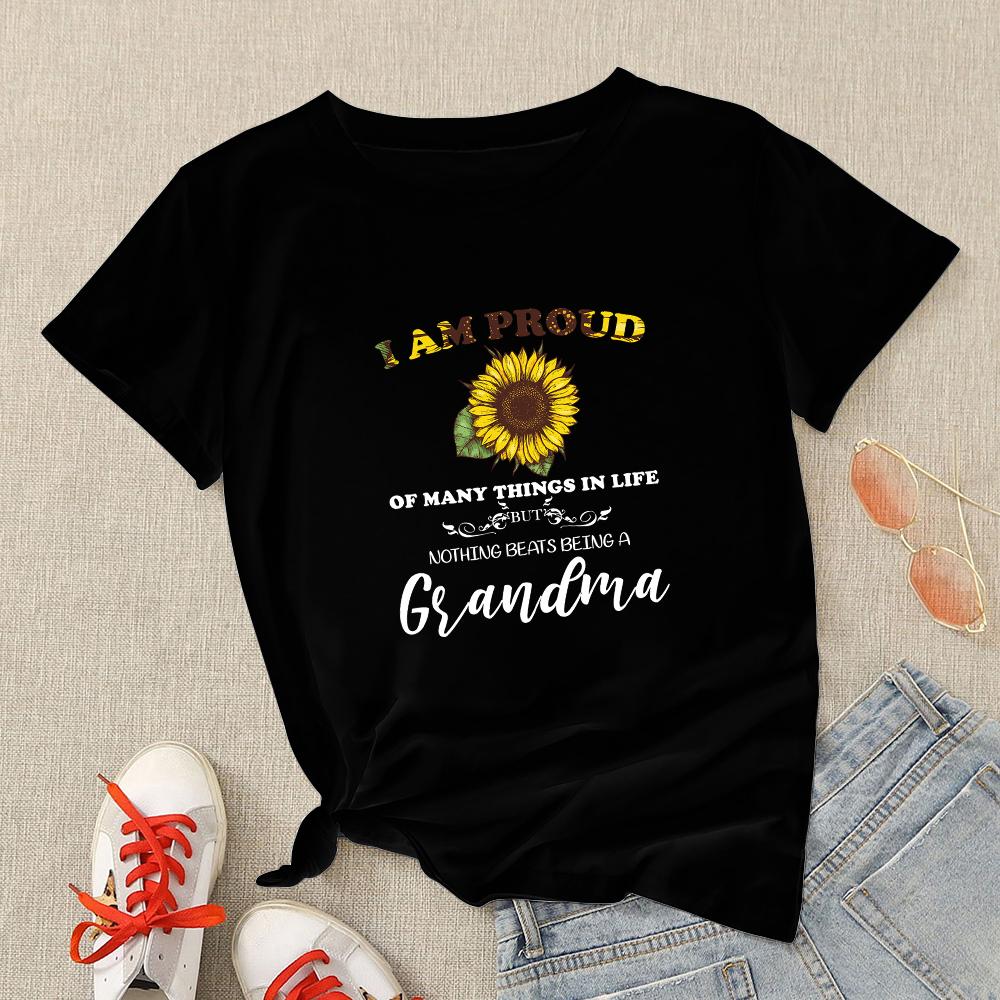 Oversized T Shirt Women Summer Streetwear Black Tops Loose Round Neck Tees Mother S Day Letter