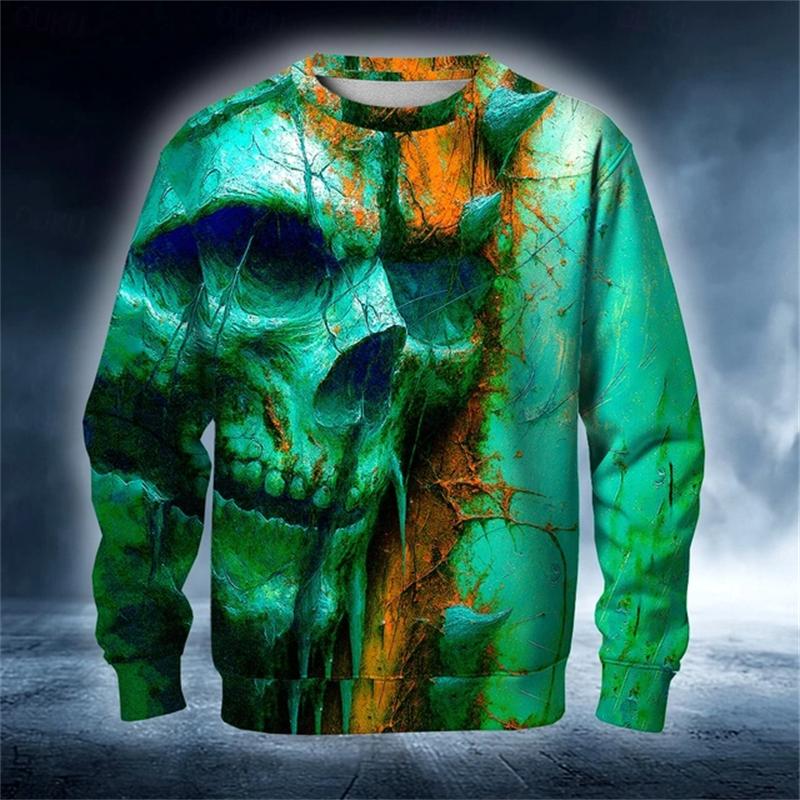 

Мужские толстовки с 3D-принтом в виде черепа, осенне-зимние, новые, крутые, спортивные, с длинным рукавом, уличные худи с графикой XS