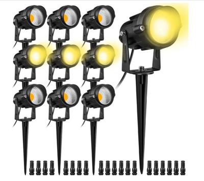 Low Voltage LED Landscape Spike Light (5W/6W/7W/10W/12W) with Cap, COB Light, 12V-24V Wide Voltage, Ground Plug.
