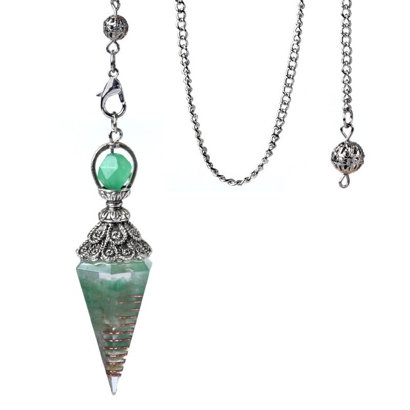 Natural Stone Spirit Pendulum Pendant Latticed Chain Energy Luck Mysterious Reiki Resin For Jewelry Making Accessories Necklaces