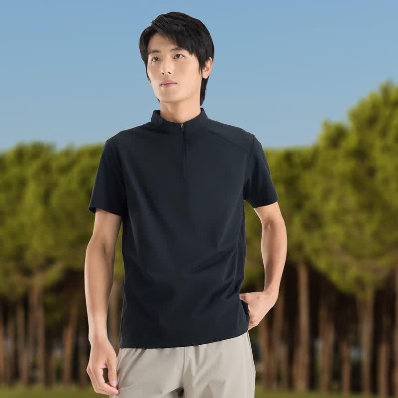 Vepeal Men's Stand Collar Quick Dry Short Sleeve T-Shirt VTX-165
