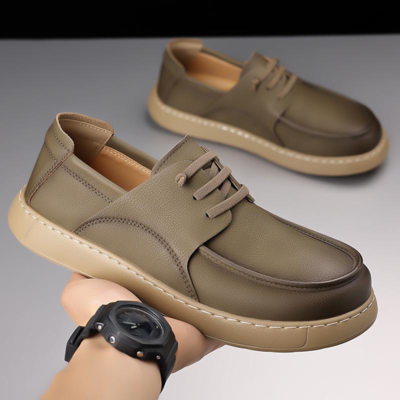 

Мужская обувь 2025 лето новая британский стиль бизнес досуг мягкая подошва легкая для улицы путешествия удобная кожаная обувь на доске прилив 44 жёлтый