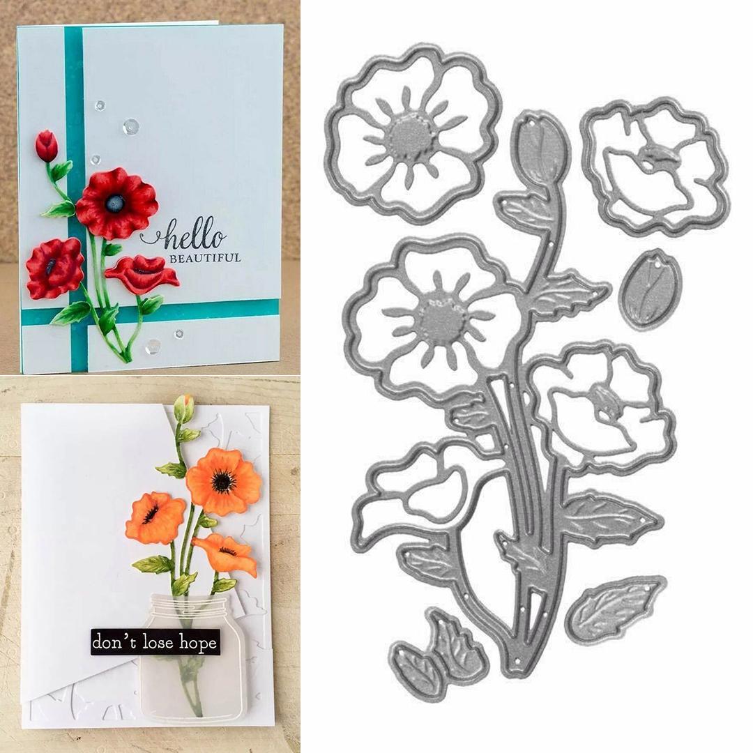 

Pdtoweb новые воспоминания цветок мака металлический трафарет DIY скрапбукинг ремесло