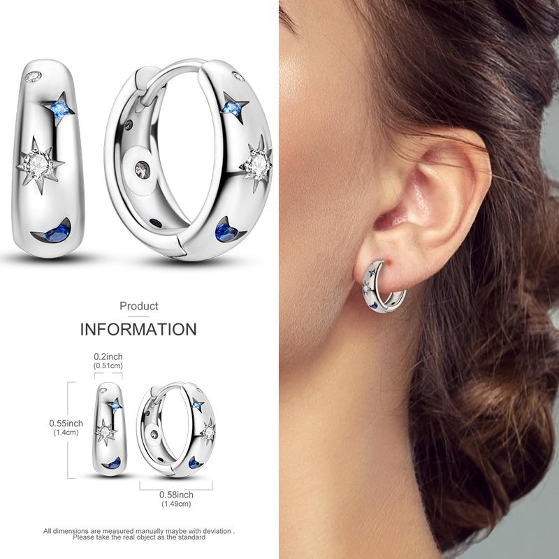 Boucles d'Oreilles Créoles en Argent 925 Zircon Coloré Boucles d'Oreilles Créoles Pavées Pour Femmes Filles Bijoux Cadeau