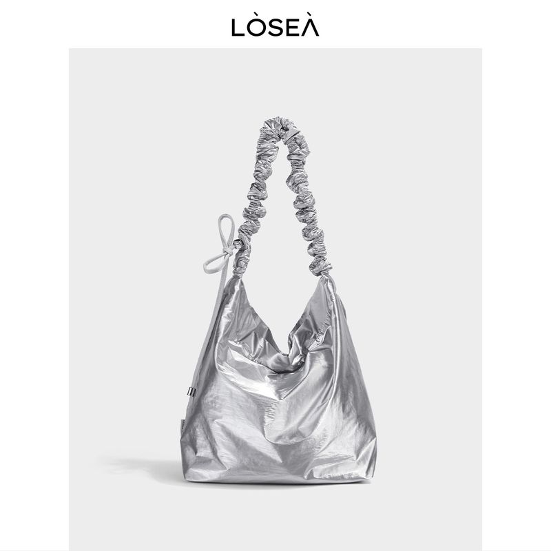 

Losea Foot Super Soft Casual Tote Bag Women Silver Bag 2025 New Large Capacity All-Match Shoulder Bag