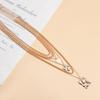 ins metal chain stacked necklace, sweet and cool snakeskin pattern geometric pendant necklace