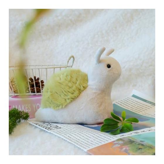 Apricot Lamb Free Green Snail Plush Toy, Suitable for Boys and Girls, Soft and Cute, Fluffy Free Green Snail, 15cm