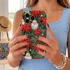 Christmas Poinsettia Santa Phone Case Red Flower Green Hard Cover for iPhone Shockproof Protection Birthday Halloween Holiday Gift