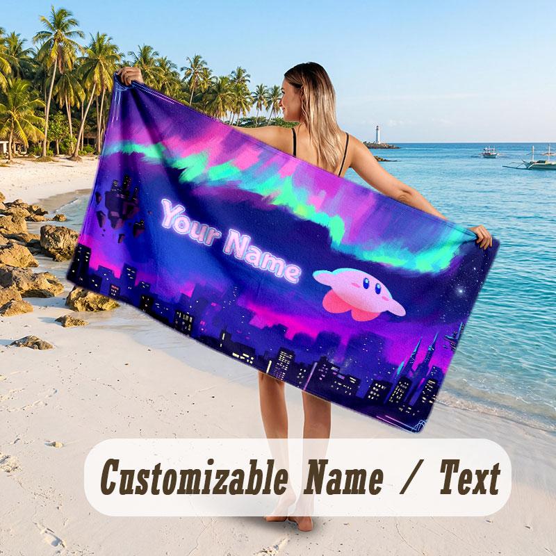 Personalized Beach Towel,Kirby Custom Printed Name Text, Super Absorbent Towel For Beach Vacation