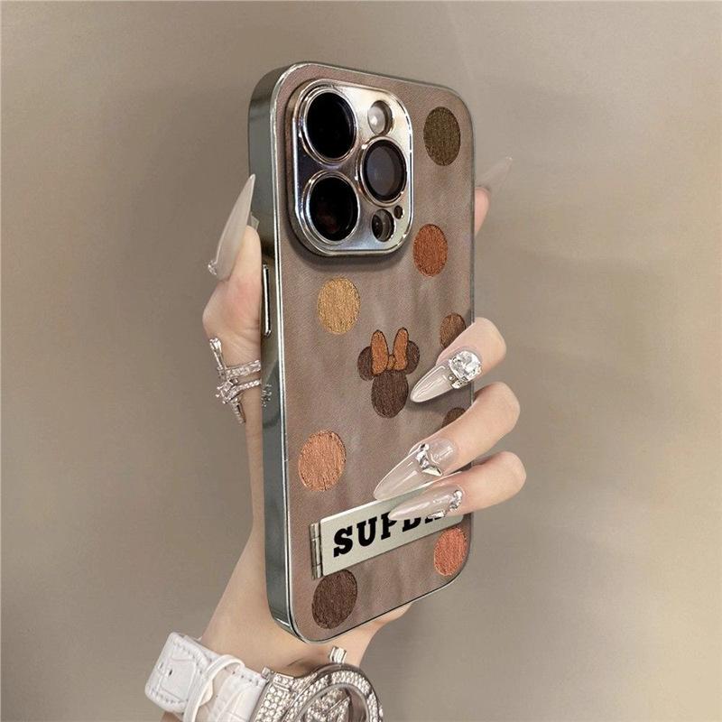 Polka dot minnie apple 17promax mobile phone case anti-drop iphone17pro new silicone mobile phone case electroplating