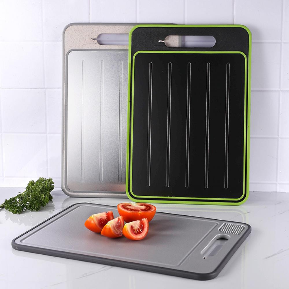 Multifunctional Cutting Board With Knife Sharpener Garlic Grater Double-Sided Non-Slip Chopping Board Defrosting Plate Alloy Aluminum Kitchen