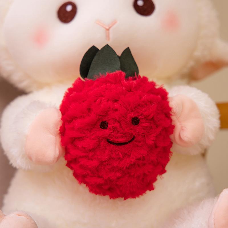 Cute Lamb Doll Sheep Berry Exhalation Doll Drag Plush Toy Red Strawberry Sheep Creative Doll