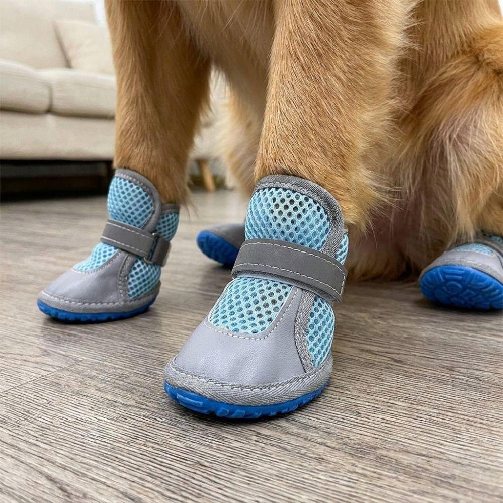 4Pcs Non-Slip Pet Net Boots Breathable Dog Paw Protectors Fashion Puppy Foot Covers All-season Use
