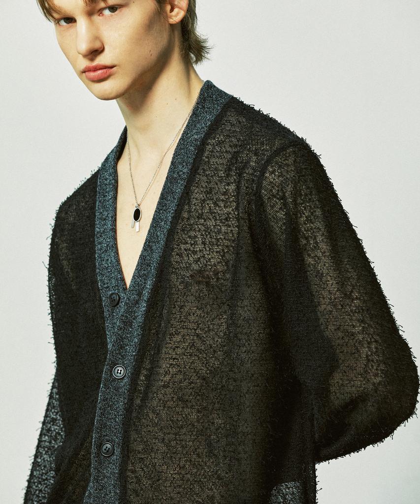 Ssy Grunge Fishernet Knit Cardigan Black