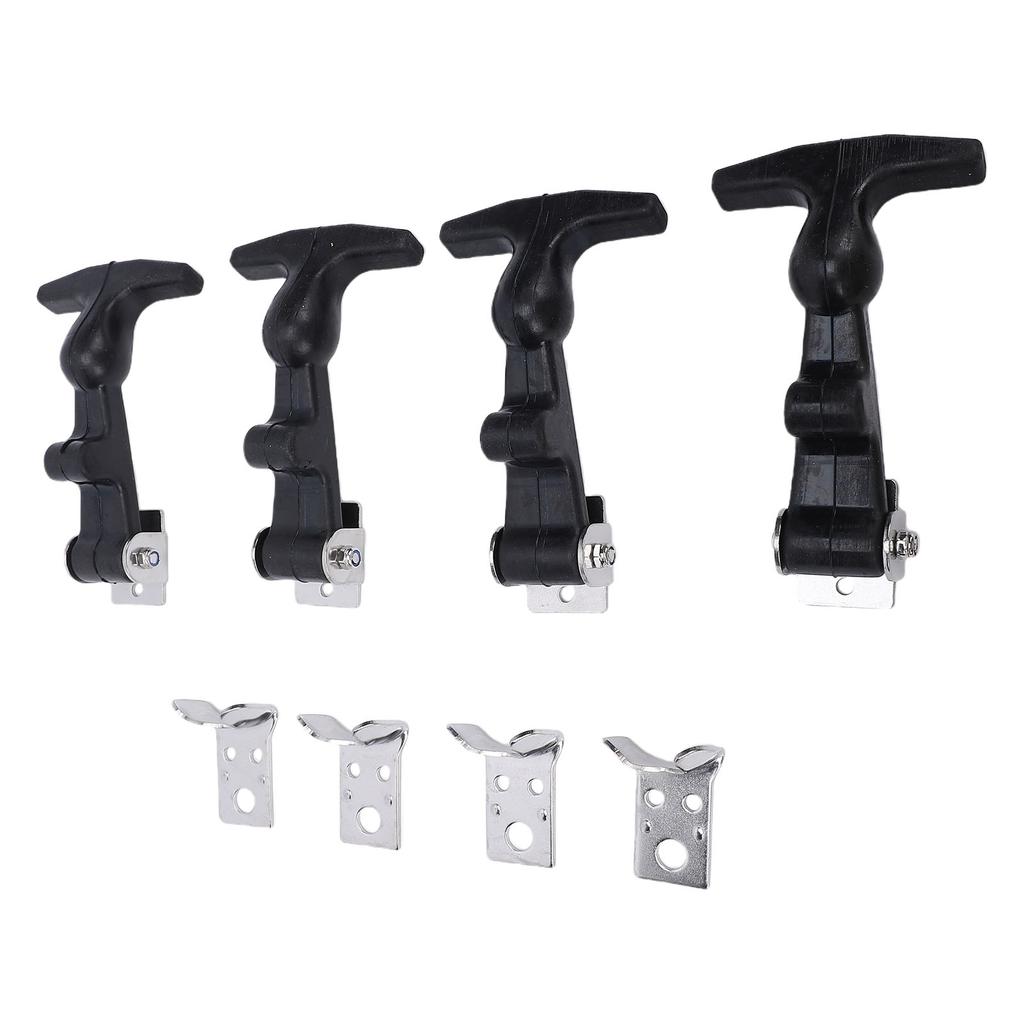 4Pcs Elastic Stainless Steel Rubber Hood Catch Flexible T Handle Hasp Rubber Flexible Draw Latches with Brackets for