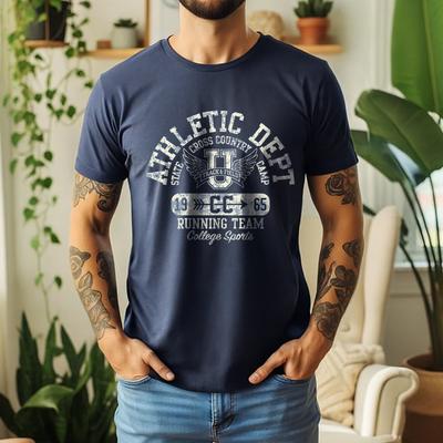 Men's 100% Cotton Short Sleeve T Shirt Retro College Sports Track And Field Wing Graphic Print Breathable Casual Daily Tees