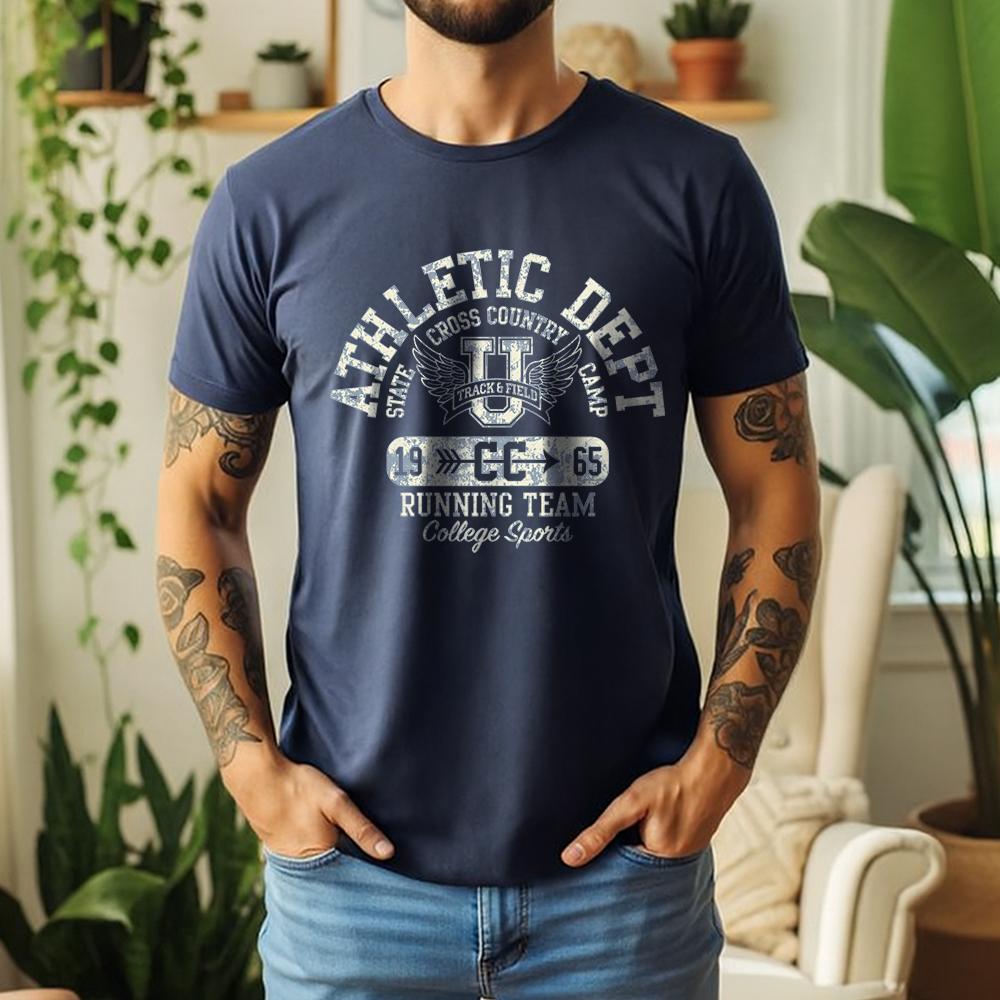 100% Cotton Short Sleeve T Shirt Retro College Sports Track And Field Wing Graphic Print Breathable Casual Daily Tees