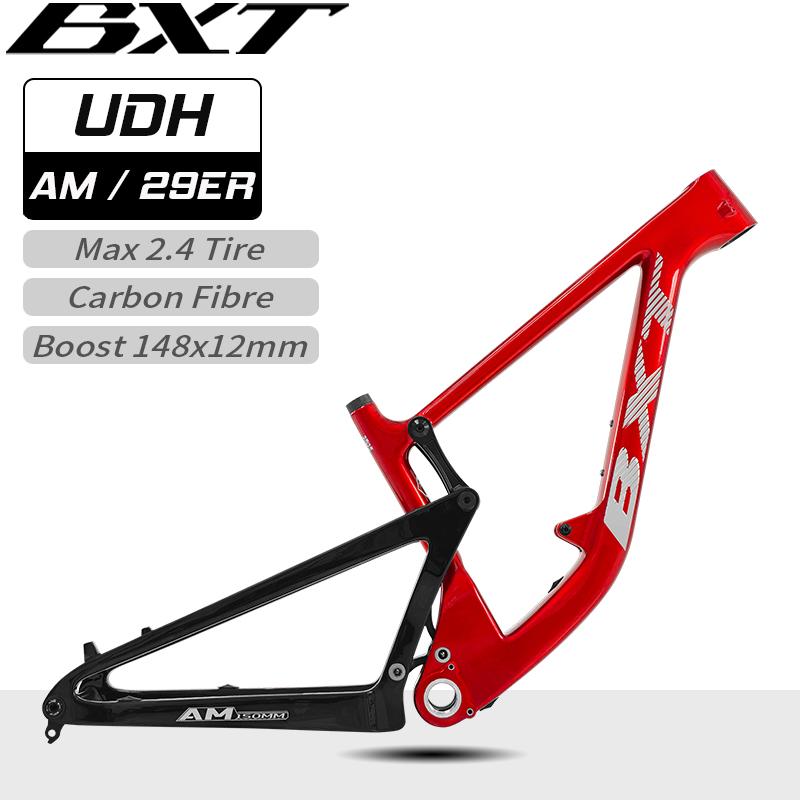 Telaio Full Suspension BXT 29er Boost, Telaio MTB in Fibra di Carbonio Gancio UDH, Boost 148x12mm, Escursione 100mm-120mm