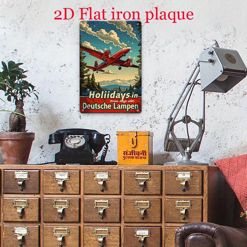 

Металлическая настенная art Красный самолет в винтажном стиле Железный знак с живописным горным пейзажем Ностальгический декор для полетов для дома и офиса 20x30cm（7.8x11.8inch）