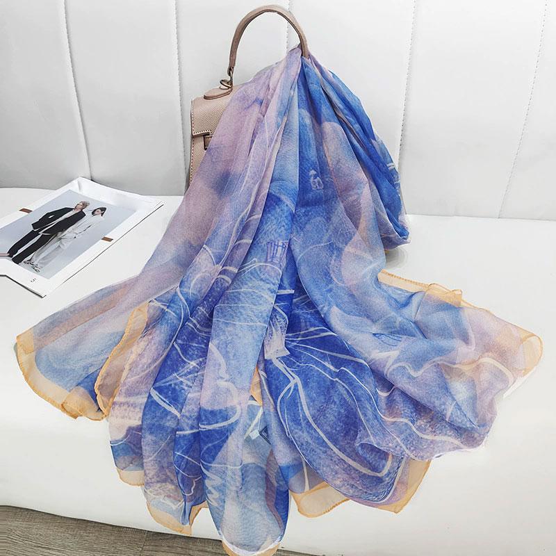 New Beach Stoles Sunscreen Wraps Shawls Silk Scarf Spring Foulard Female Hijab Scarves Wraps for Women Hijab Headband Bandana
