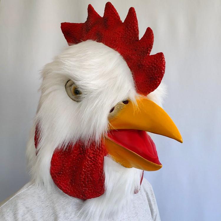 Halloween Animal Latex Chicken Mask With Plush Headpiece For Costume Play And Party Occasions
