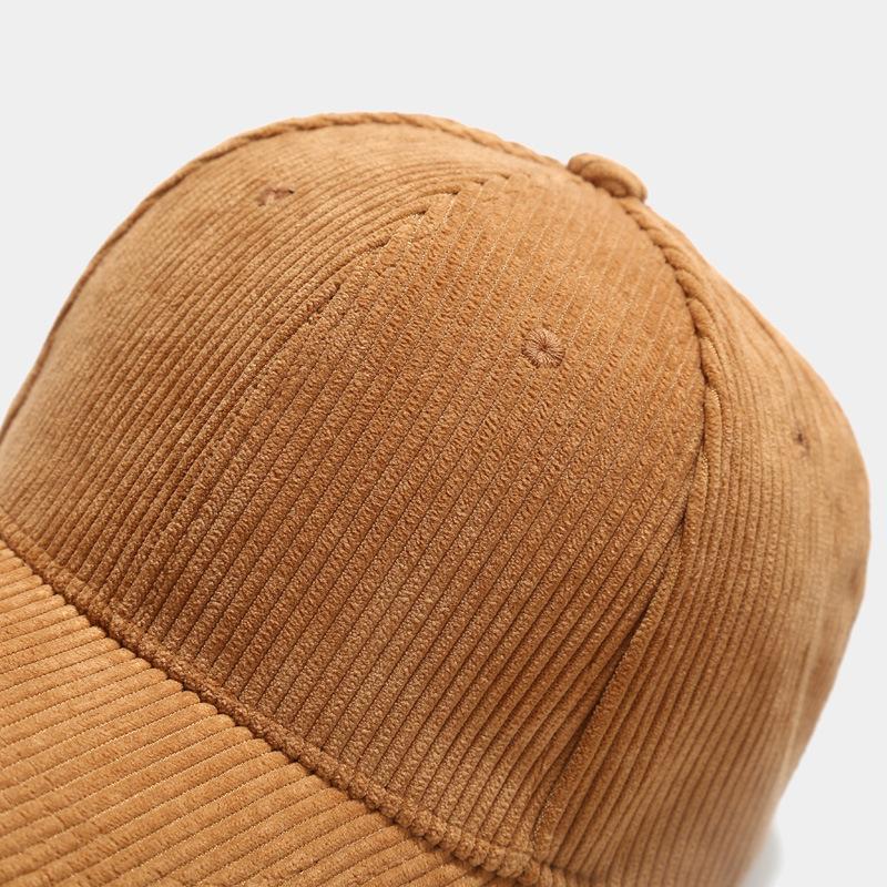 Hat Men's early autumn light board corduroy baseball cap Women's literary and retro solid color cap Couple curved brim hat