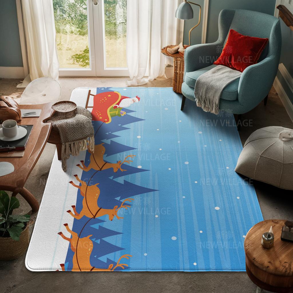 House Entrance Carpet Home Door Mat Living Room Bath Foot Bathroom Non-slip Water Absorption Rugs Bath Merry Christmas Winter