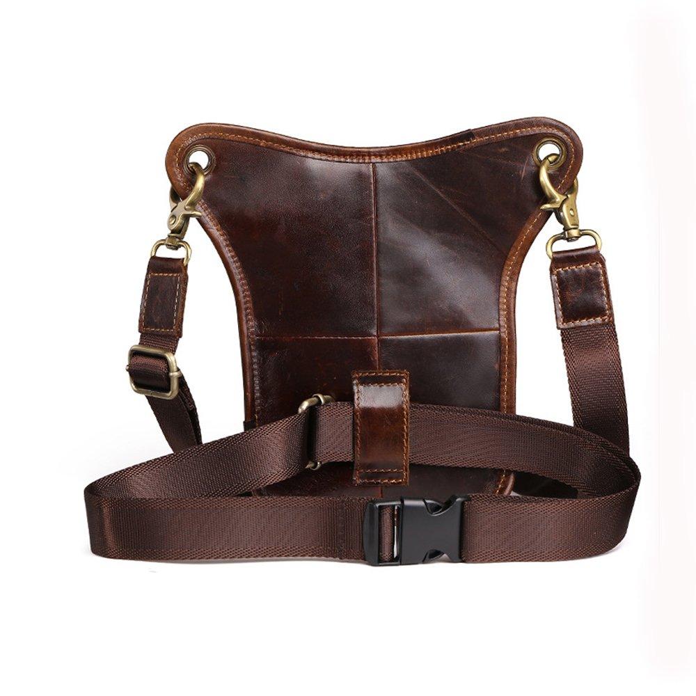 Meigardass Leg Genuine Bag for Outdoor and Men's Bag, Leather, Multifunctional, Thigh/Hip Motorcycles, Use, Waterproof, Abrasion-Resistant (Brown