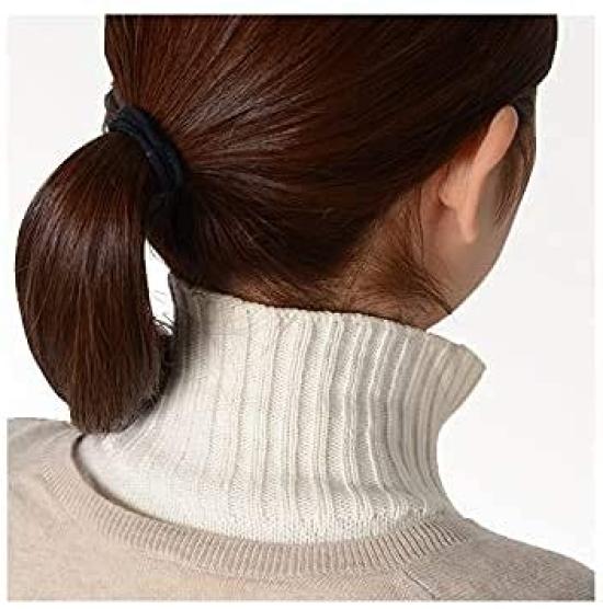 Neck Warmer in Japan with Organic livelively Ribriburi Detachable Collar Turtleneck Cotton Shoulder-attached (White) [Made 100% Cotton] 100%