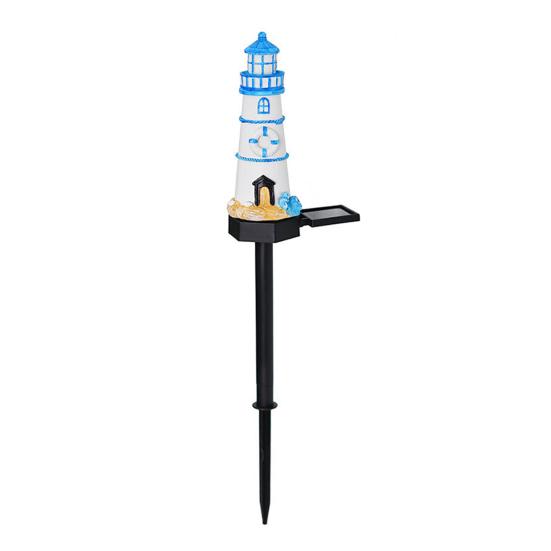 Lighthouse Solar Light Outdoor Waterproof Garden Solar Light Decorative Lighthouse Walkway Light with Spike for Flower Beds Courtyard Patio