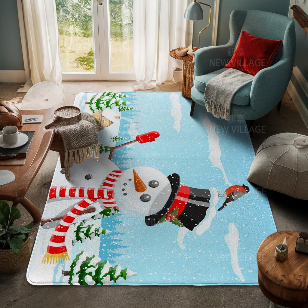 House Entrance Carpet Home Door Mat Living Room Bath Foot Bathroom Non-slip Water Absorption Rugs Bath Merry Christmas Winter