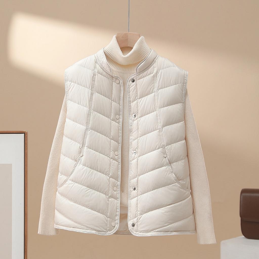 High-end literary temperament, light down jacket, vest, winter new small stand-up collar down jacket
