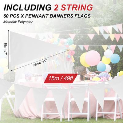 Pennant Banner Flags 100ft, 60 Pcs String Hanging Triangle Bunting DIY Flags for Grand Opening Wedding Birthday Party
