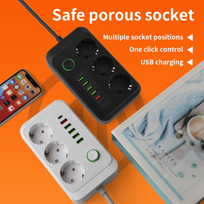 European Standard 16A Power Strip with Two-Pin Socket for Russian, German, Korean, and Austrian Use