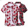 Camicie Hawaiane Floreali Estive Uomo Moda Camicia a Maniche Corte Camicetta a Fiori Collo Turn-Over Casual Revers Camisas Abbigliamento Uomo