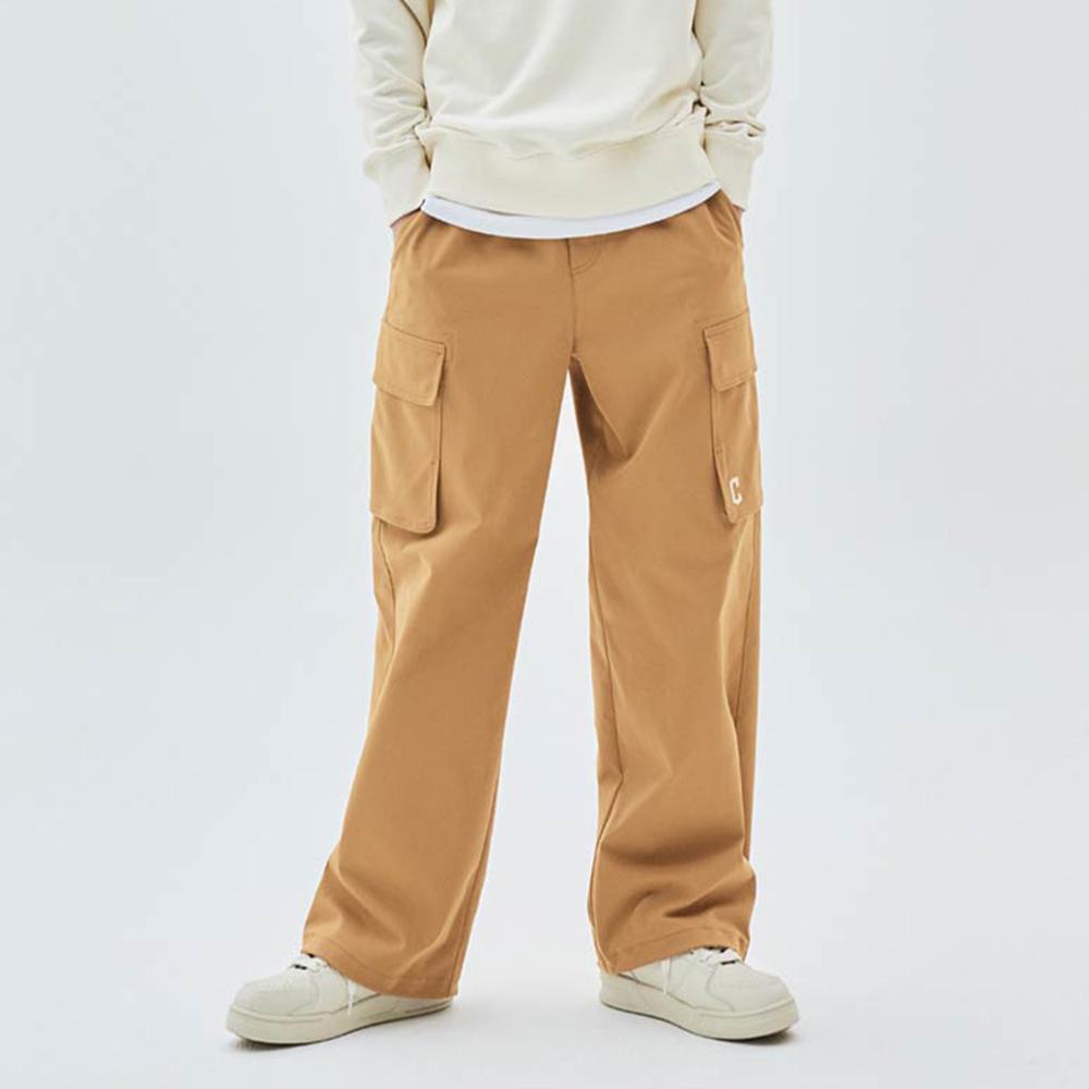 MLB Solid Loose Mid-Rise Button Cargo Pants Women pants Brown 3FWPB0134-45CAS
